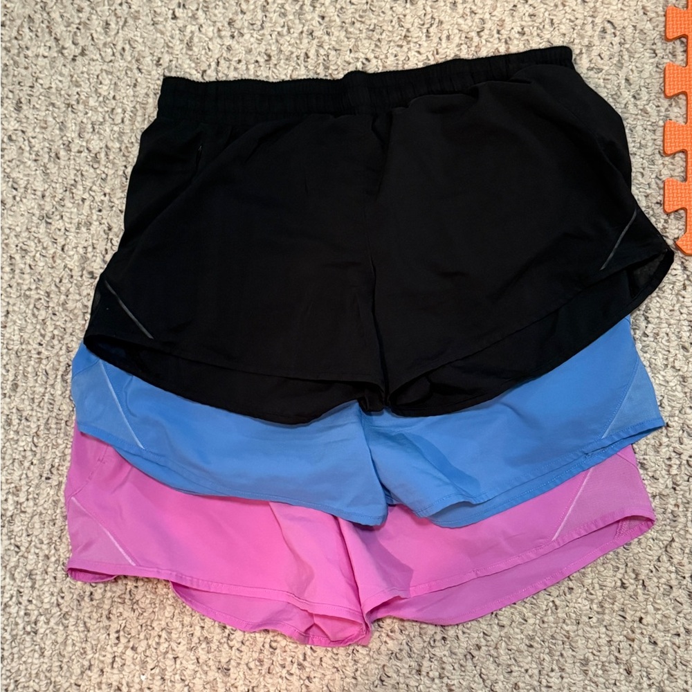 All in Motion Women's Athletic Shorts in Black, Blue, and Pink